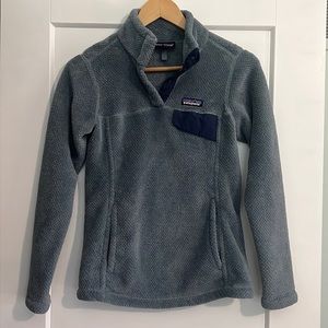 Patagonia Women's Gray Fleece Pullover with Navy Pocket